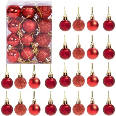 BAUBLES RED 3CM-12PCS SET -PVC