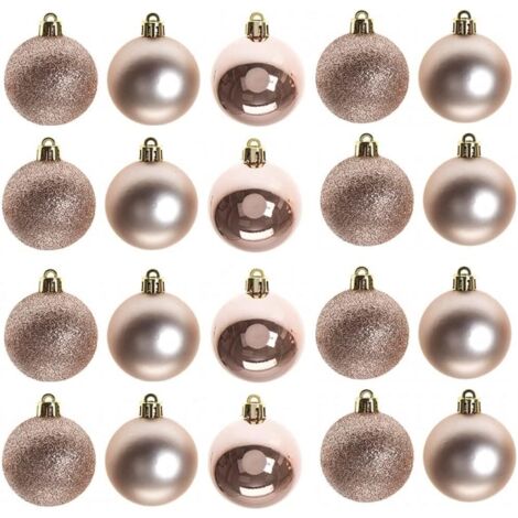 BAUBLES ROSE GOLD 5CM 24PCS SET PVC