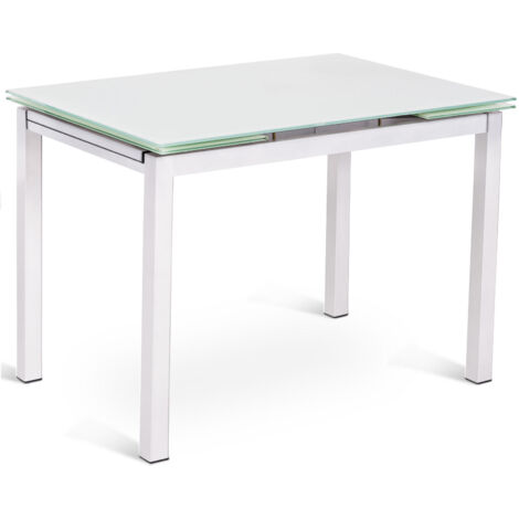 Baud - Tavolo Allungabile (110/170 x 75 cm) in Vetro Temperato Bianco