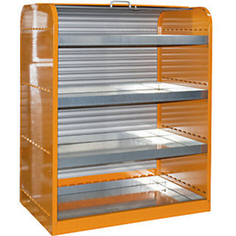 Bauer Gefahrstoff-Rollladenschrank RSG-4 mit 4 Kleingebindewannen, Gelborange
