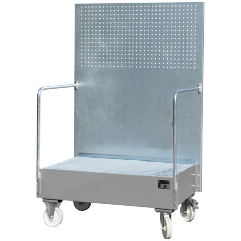 Bauer Südlohn Bac de récupération mobile avec paroi en tôle perforée LPW 200-2, peint, gris souris