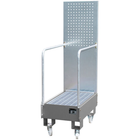 Bauer Südlohn Bac de récupération mobile avec paroi en tôle perforée LPW 60-3, peint, gris souris