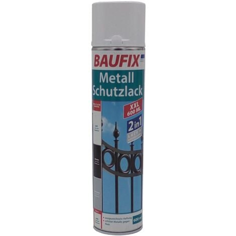 Baufix 2in1 Metall Schutzlack Spray 600 ml Lack Grundierung Rostspray Lackspray - silbergrau glänzend