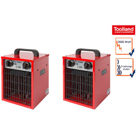 Bauheizer 2er SET Heizstrahler 2kW Ventilator & Thermostat IPX4