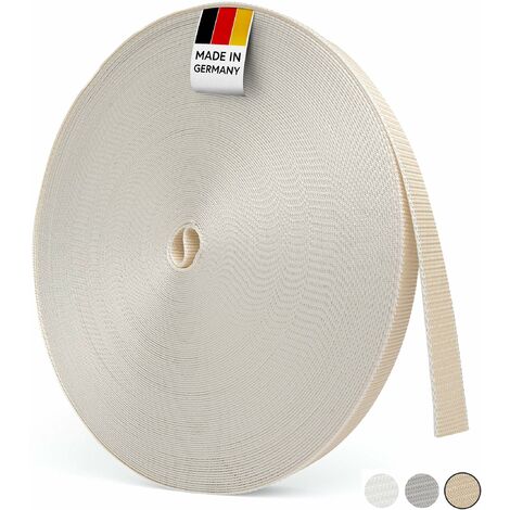 BAUHELD® Cinghia per tapparelle, 50 m, 14 mm, 20 mm, 23 mm, adatta per tapparelle su porte e finestre, elevata resistenza agli strappi e ai raggi UV, rotolo di nastro per tapparelle, beige, marrone