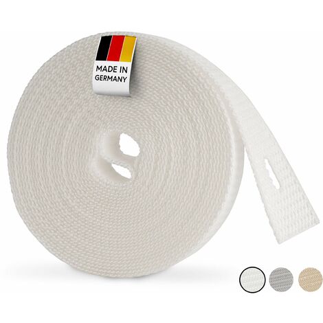BAUHELD® Cinghia per tapparelle, 6 m, 14 mm, 20 mm, 23 mm, prodotta in Germania, adatta per tapparelle su porte e finestre, elevata resistenza agli strappi e stabilità ai raggi UV], bianco, beige