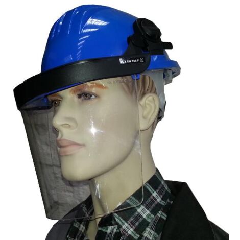 Bauhelm mit Gesichtsschutz in versch. Farben blau