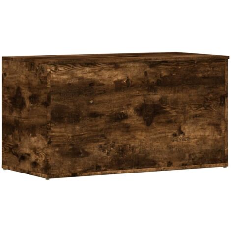 Baúl almacenaje madera contrachapada roble ahumado 84x42x46 cm vidaXL