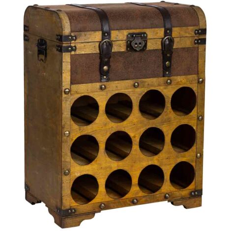 Baul botellero de madera marrón 45x28x59h cm