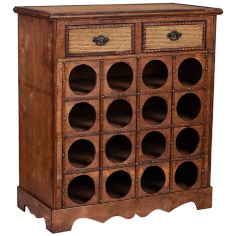 Baul botellero de madera marrón 63x31x69.5h cm