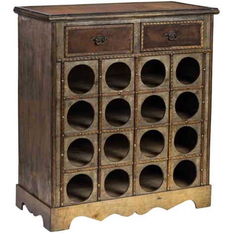 Baul botellero de madera marrón 63x31x69.5h cm