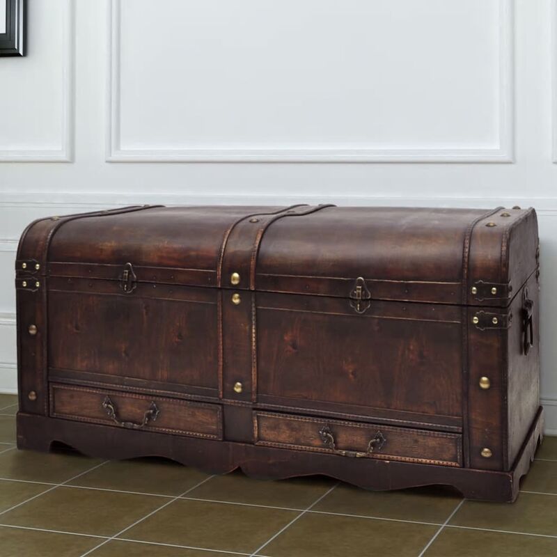 

Bh Design - Baúl cofre grande de madera marrón