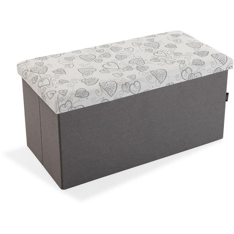 

Cozy Baúl desmontable con tapa, 37,5x38x76,5cm - Gris y blanco - Versa