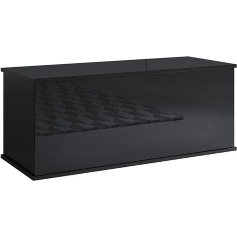 Baúl de almacenaje  Arcón  Banco de almacenamiento  Para guardar y ordenar  100x40x40cm  Modelo Ariel  Negro Acabado en Brillo