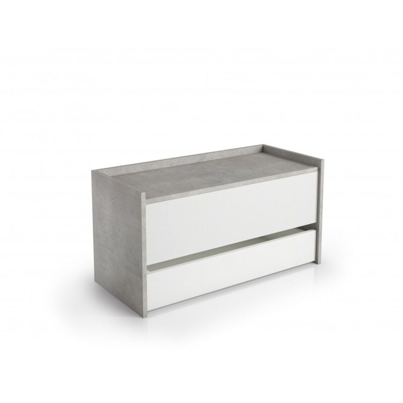 

Baúl de almacenamiento 90x40 cm Blanco ceniza y cemento con cierre soft close | Cemento/blanco