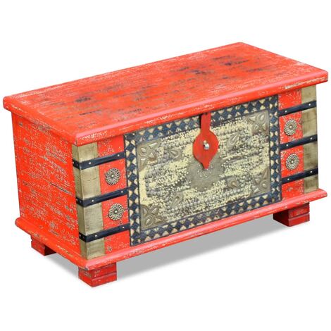 Baúl de almacenamiento madera de mango rojo 80x40x45 cm vidaXL