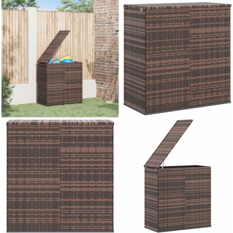 Baúl de cojines para jardín de ratán PE negro 100x49x103,5 cm - Almohadas - Mantas