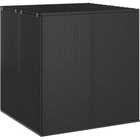 Baúl de cojines para jardín de ratán PE negro 100x97,5x104 cm vidaXL