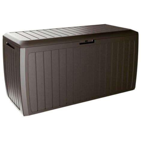 Baul de jardin 290 litros Prosperplast Boxe Board de plastico en color ocre oscuro 116,6 x 47 x 59,5 cm