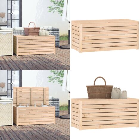 Baúl de jardín madera maciza de pino 101x50,5x46,5 cm - Almacenamiento exterior - Muebles de jardín