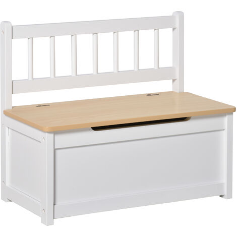 BANCO DE ALMACENAMIENTO ARCÓN INFANTIL DE MADERA BLANCA - 74,5 x 34 x 64cm