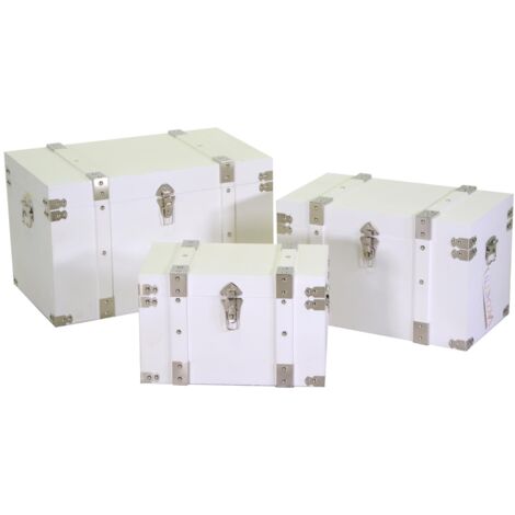 Baúl de madera 1-3 blanco rectangular
