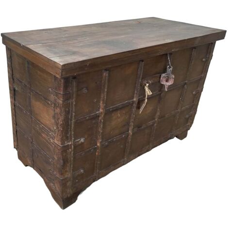 Baúl de madera artesanal marrón 130x47x85h