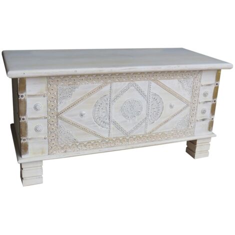 Baul de madera azul 90x40x45h cm