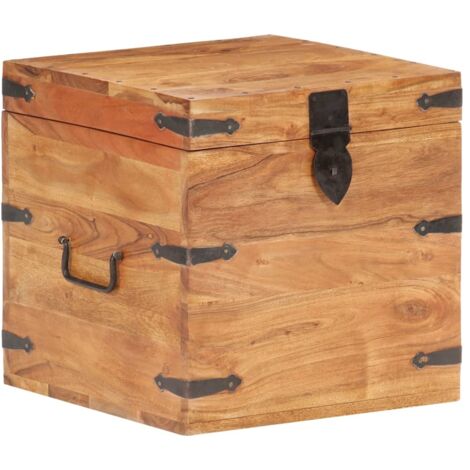 Baúl de madera maciza de acacia 40x40x40 cm