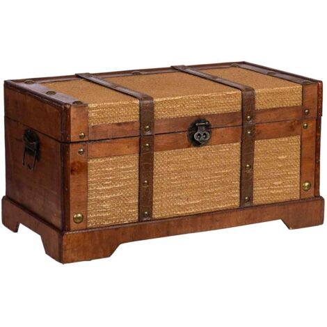 Baúl de madera marrón 43x23x22
