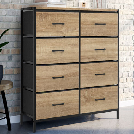 Baúl de tela de 8 cajones UTAH 80 cm mueble de almacenaje de diseño industrial