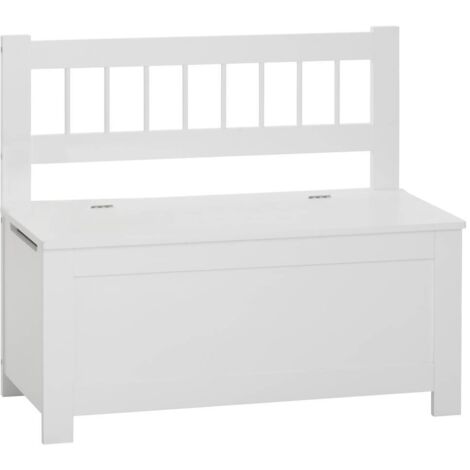 Baúl Dormitorio con Tapa Estilo Infantil Organizador de Juguetes en Color Blanco 34x64x75 cm