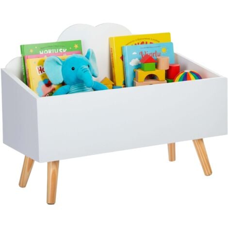 ATMOSPHERA Baul Douceur Infantil de Dormitorio, 58 cm, Melamina y Patas de Madera, Blanco, Espacio y Decoración en tu Hogar