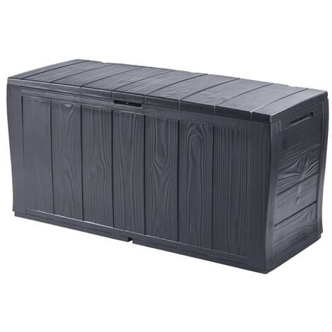 Casaria Baúl de Poliratán XL Negro Arcón de jardín Impermeable 150x77x73  Caja de almacenaje para exterior