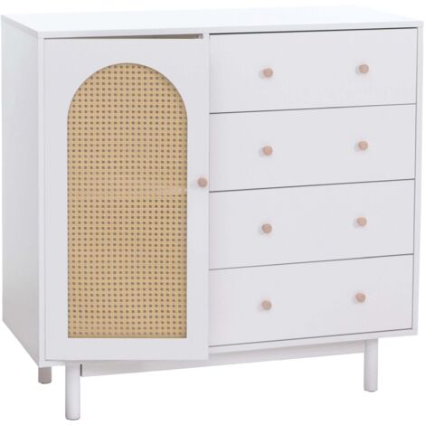 Baúl moderno con 4 cajones 95 x 100 x 40 cm MDF blanco 040008704