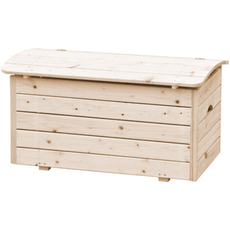 Baul para juguetes de madera - 80x50xA47cm -Baúl con Tapa de almacenaje de Madera Interior Exterior Jardin- TIMBELA M034-1