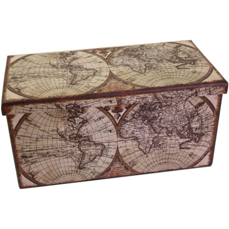 Baúl plegable mapamundi rectangular cm76x38h38