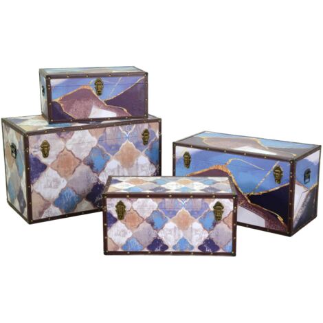 Baúl rectangular ecopiel azul marroquí 1-4 cm80x40h50