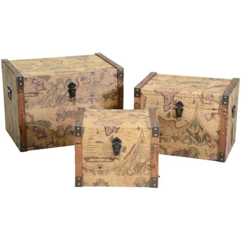 Baúl rectangular ecopiel marrón 1-3cm60x40h42