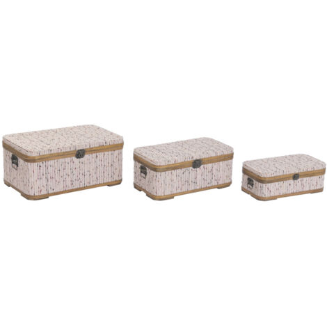 Baul Set 3 Madera Poliester 64X39,5X29 Multicolor