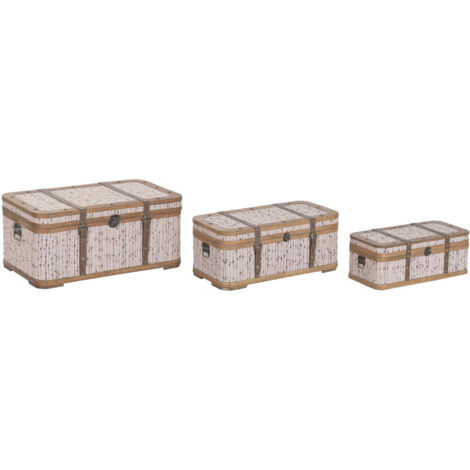 Baul Set 3 Madera Poliester 70X40X31 Multicolor