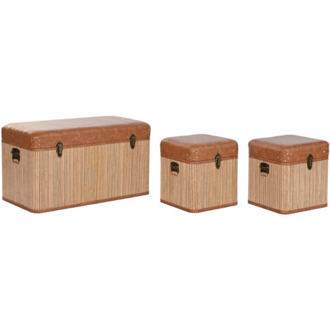 Baul Set 3 Pu Bambu 80X40X45 Marron