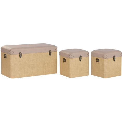 Baul Set 3 Pu Madera 80X40X44 Marron