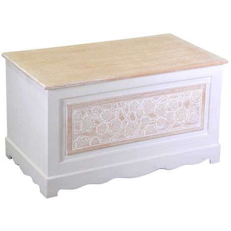 Baule Cassapanca Contenitore 80x45xh45 cm in Legno Crema