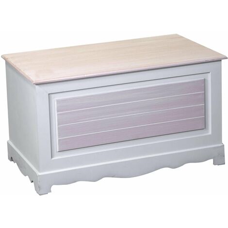 Baule Cassapanca Contenitore 80x45xh45 cm in Legno Crema