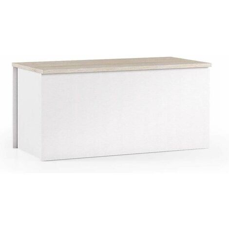 Baule Contenitore Con Chiusura Rallentata bianco, top rovere