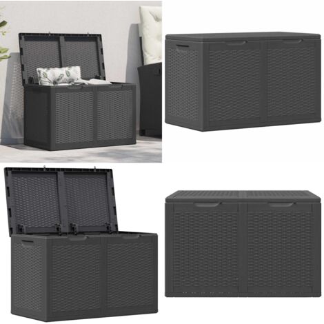 Baule da Giardino 180 L Nero in Rattan PP - Cassa da giardino - Contenitore da giardino