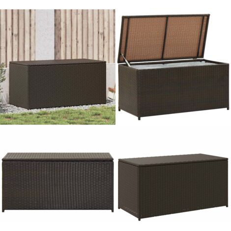 Baule da Giardino in Polyrattan 100x50x50 cm Marrone - Contenitore in polyrattan - Armadio esterno