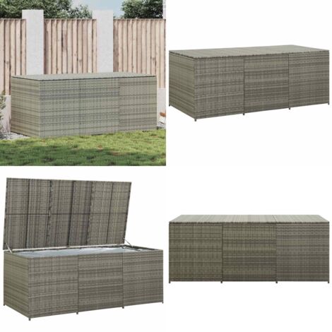 Baule da Giardino in Polyrattan 180x90x70 cm Grigio - Cassone in polyrattan - Cassone in acciaio