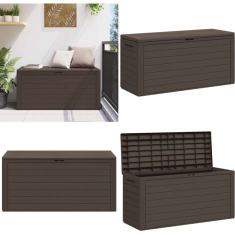 Baule da Giardino Marrone 116x44x55 cm - Cassapanca da giardino - Armadietto da giardino